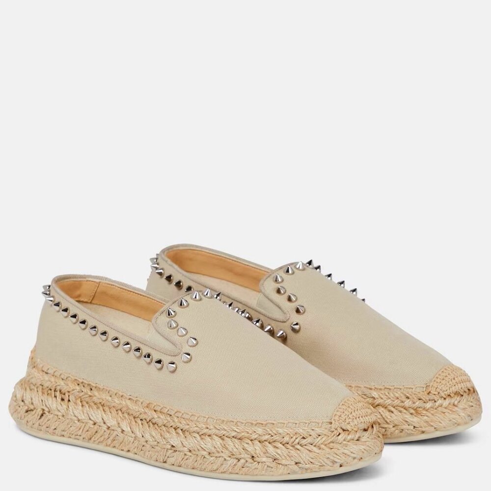 Christian Louboutin Espaboat Studded Canvas Espadrilles - NEVER WORN